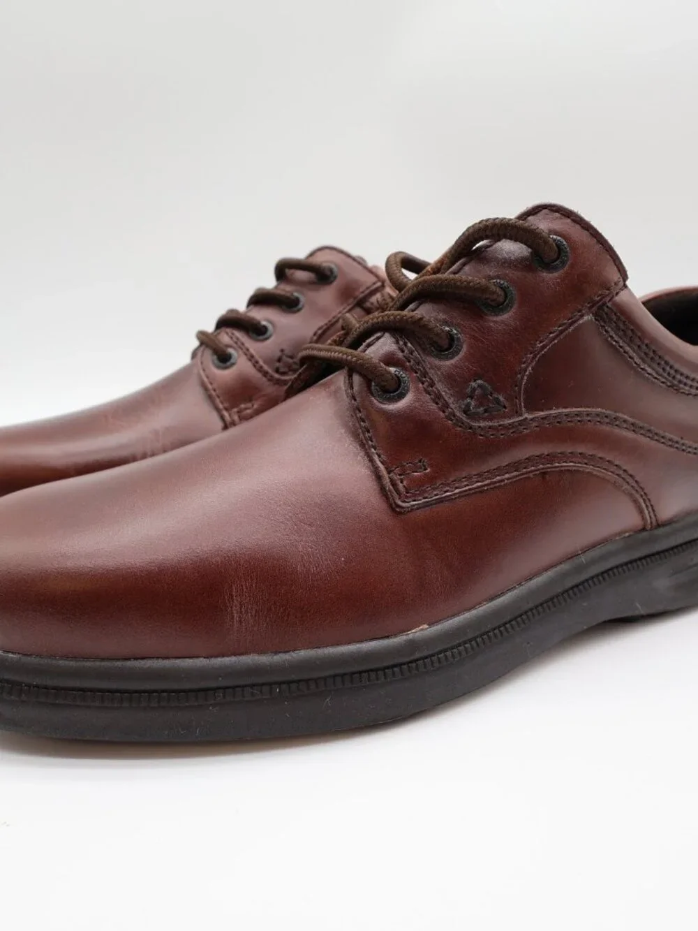 Hush Puppies Glen Casual Shoes Mens 10 Dark Brown Leather Oxford ZeroG Comfort
